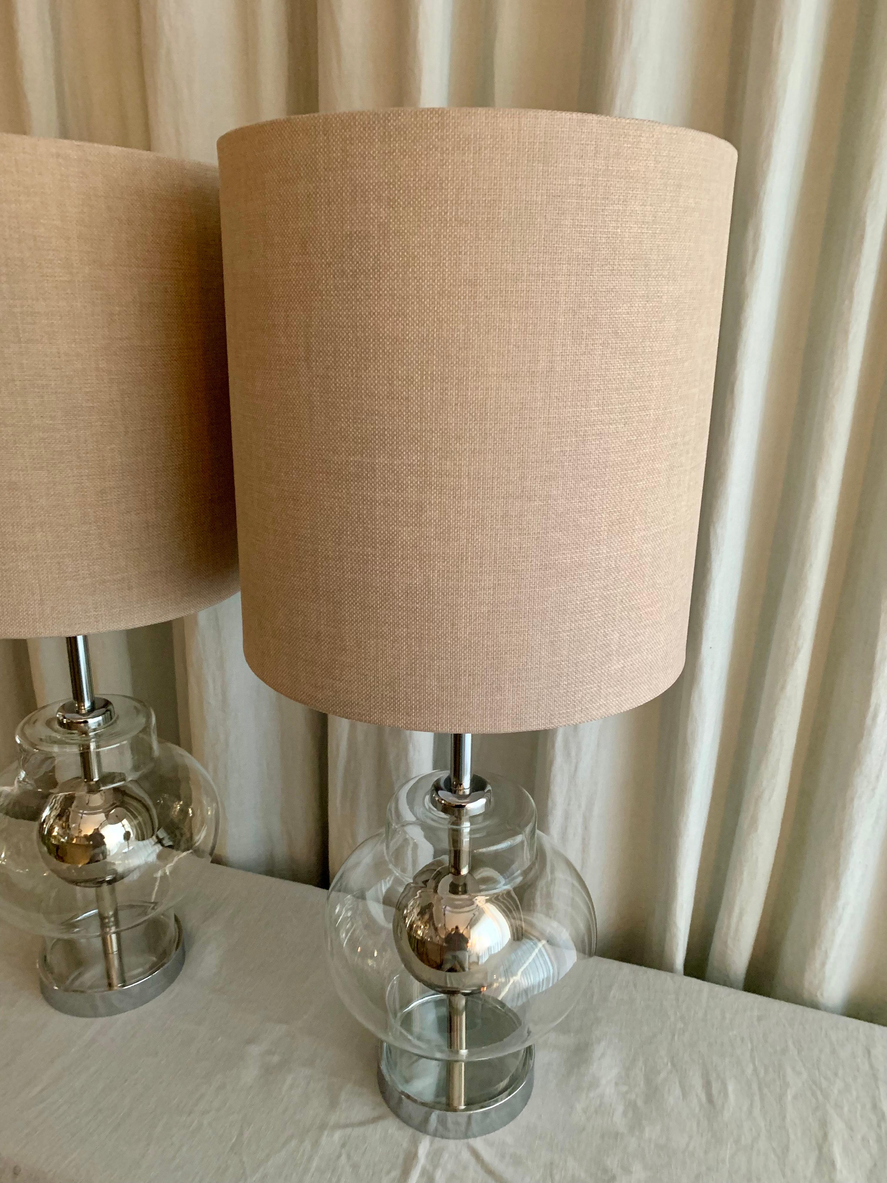 Fin du 20e siècle Paire de lampes de table françaises vintage de l'ère spatiale en vente