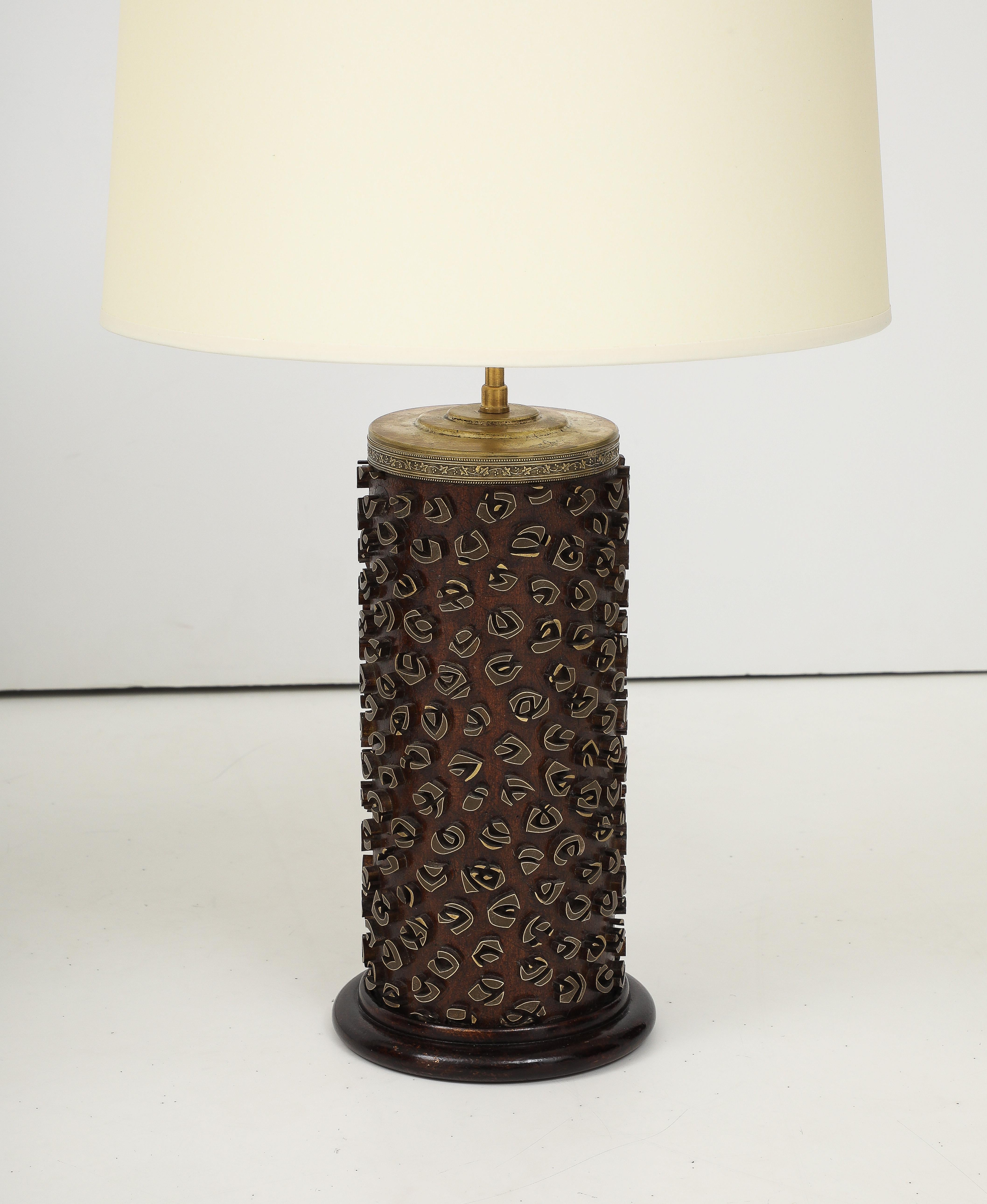 A Pair of French Wallpaper Roller Lamps, circa 1960s For Sale 6