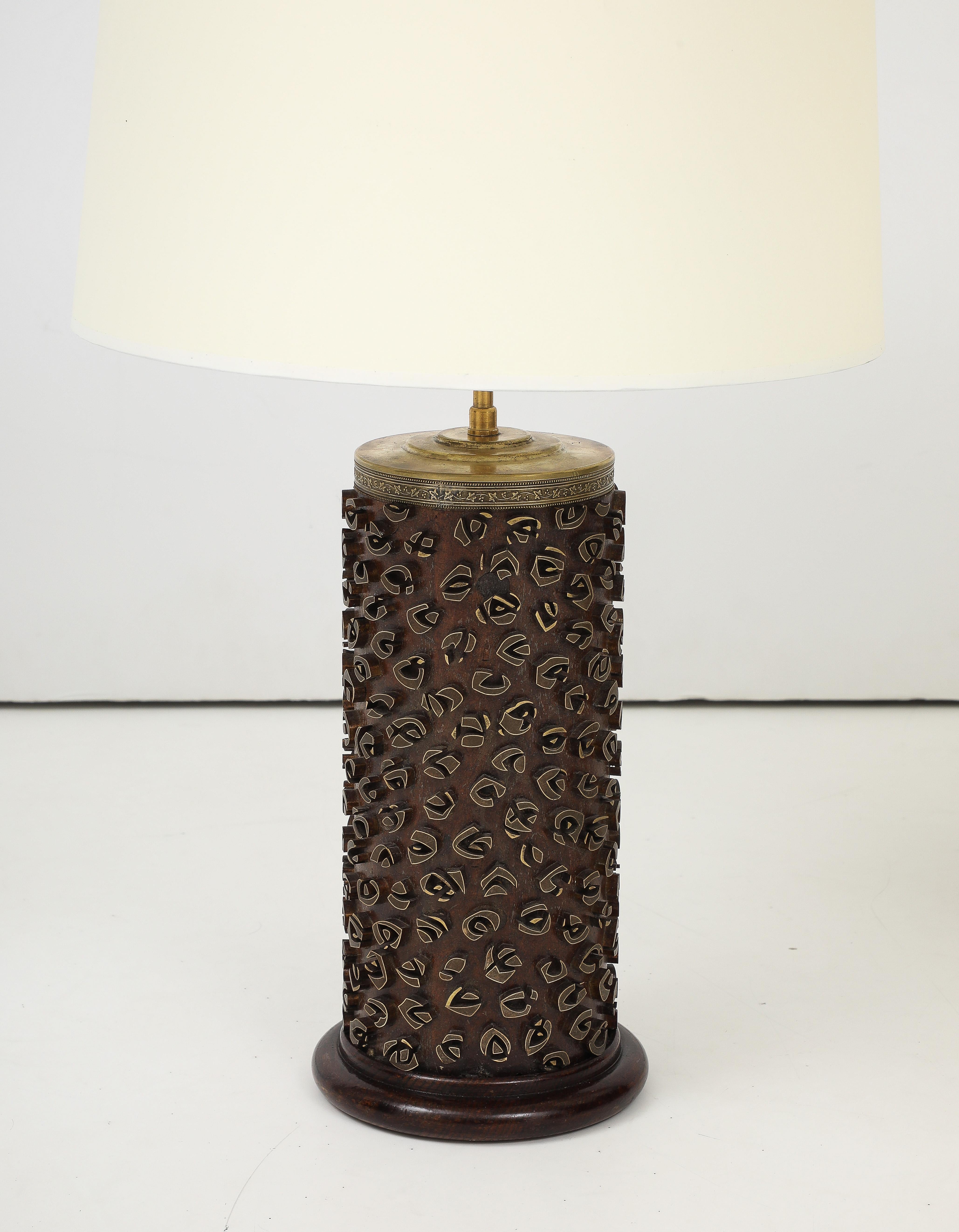 A Pair of French Wallpaper Roller Lamps, circa 1960s For Sale 7