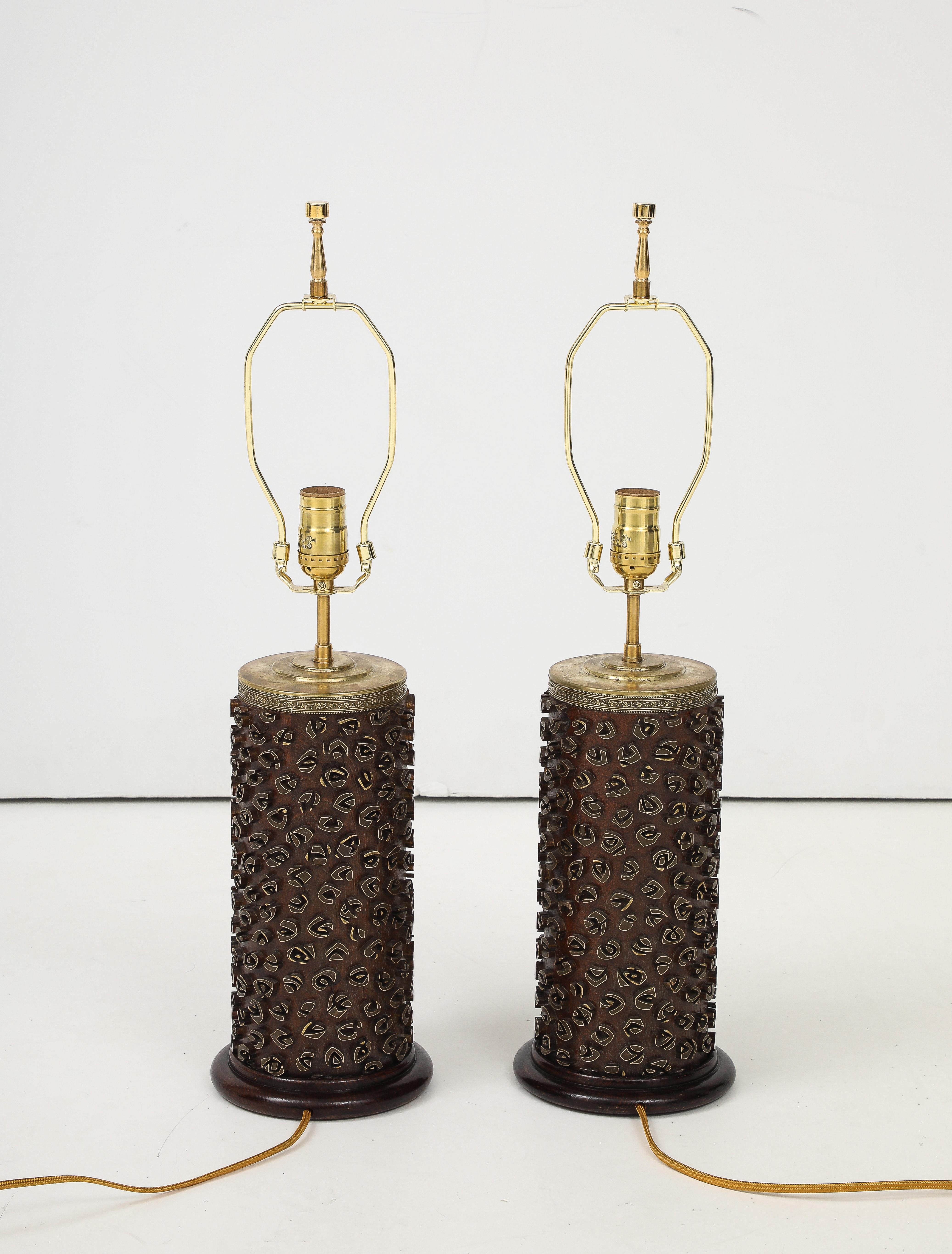 Modern A Pair of French Wallpaper Roller Lamps, circa 1960s For Sale