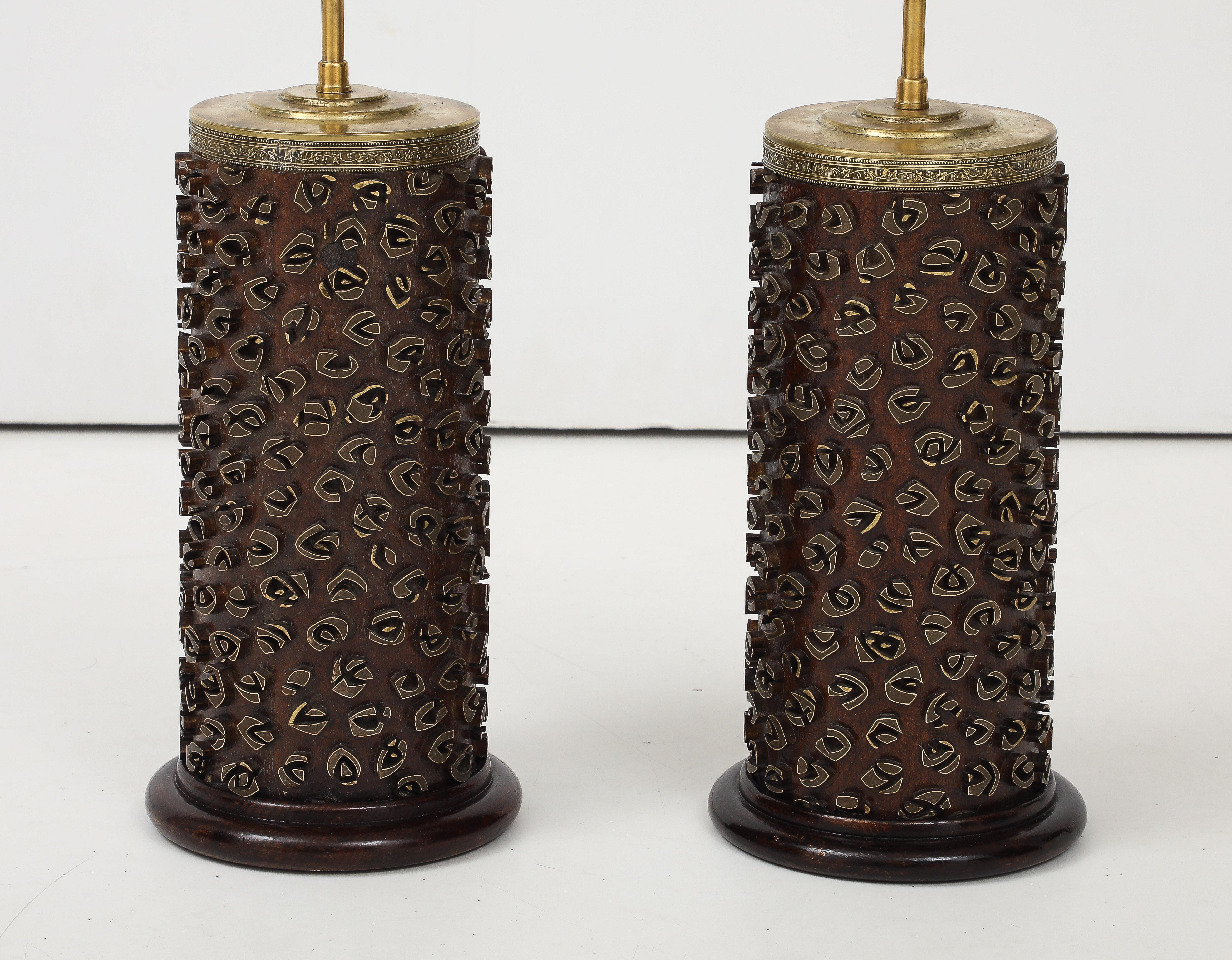 A Pair of French Wallpaper Roller Lamps, circa 1960s For Sale 1