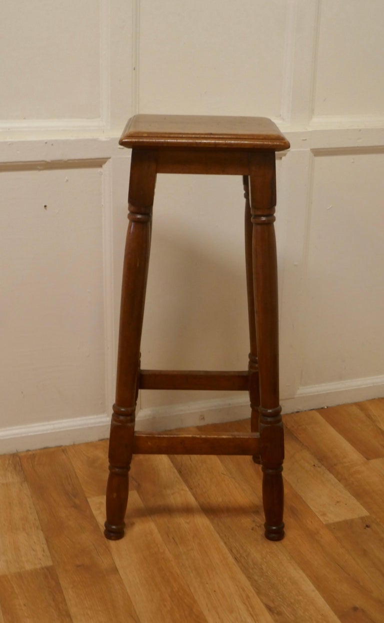 Pair of French Walnut Farmhouse High Kitchen Stools For Sale at 1stDibs