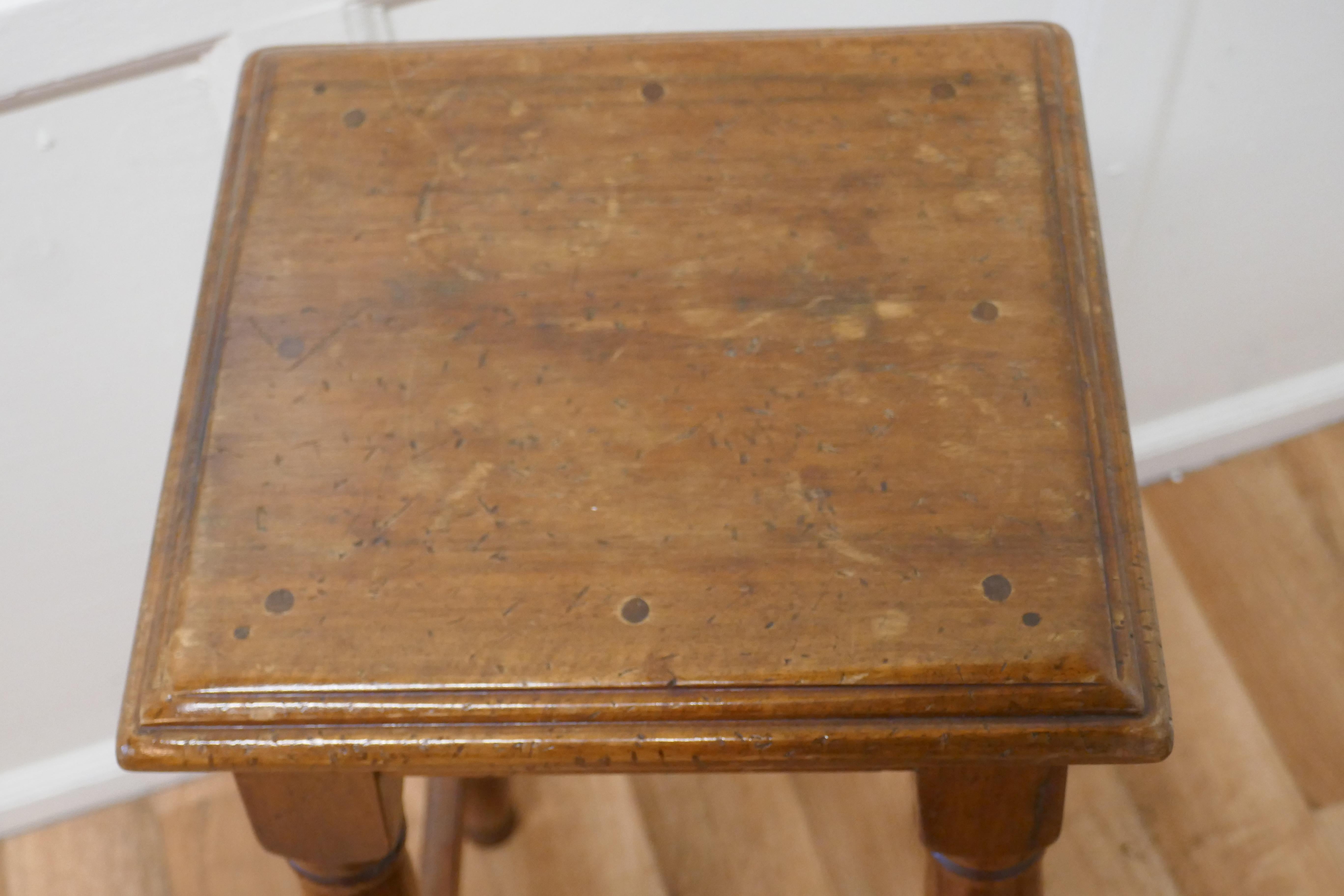 Pair of French Walnut Farmhouse High Kitchen Stools For Sale 1