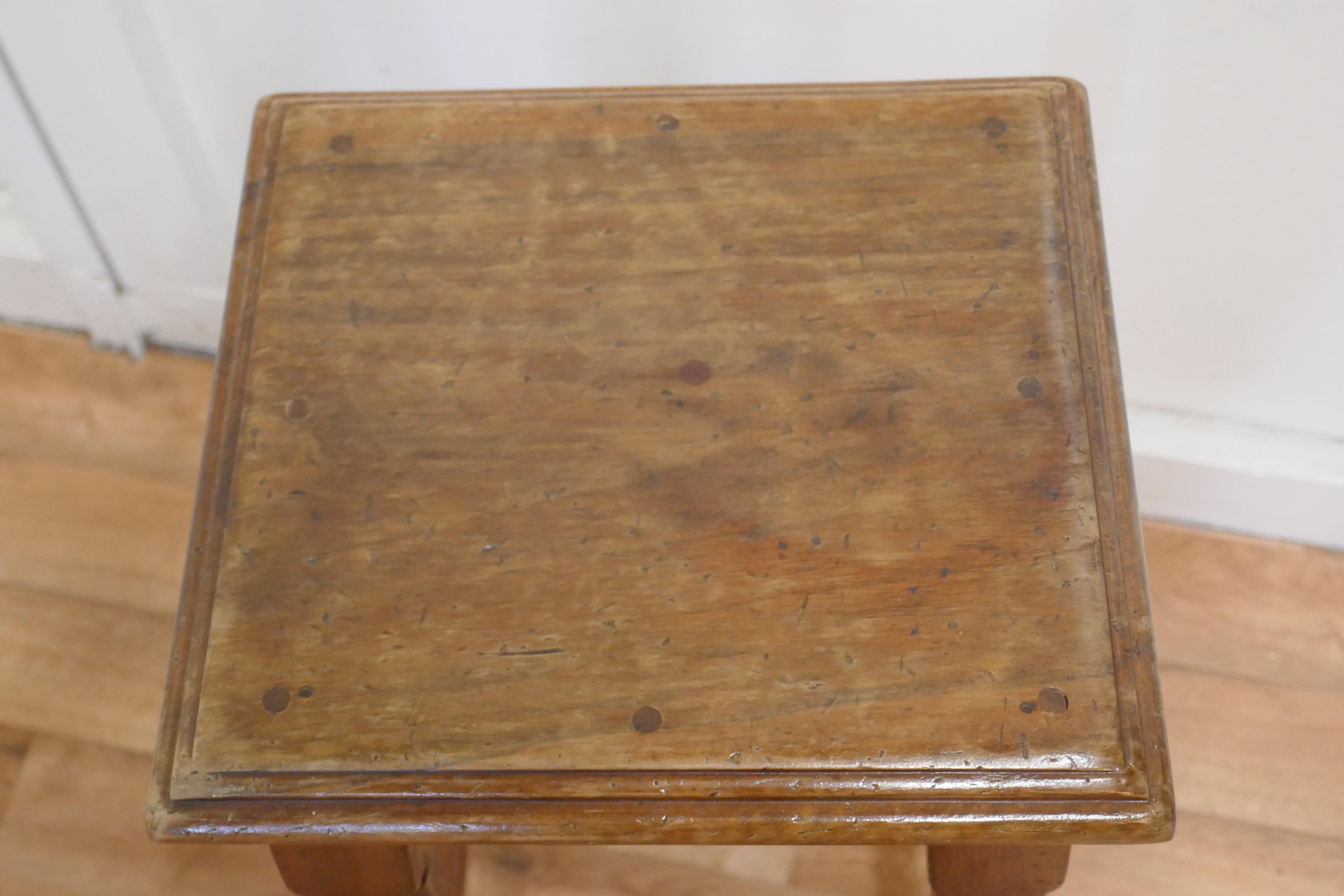 Pair of French Walnut Farmhouse High Kitchen Stools For Sale 2