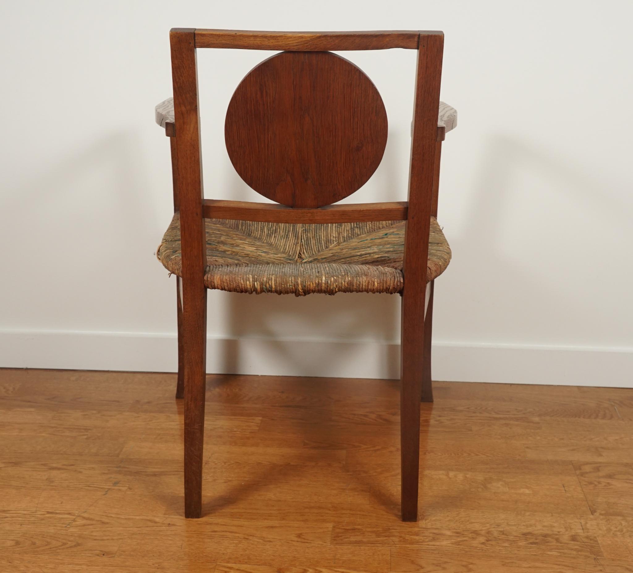 Mid-20th Century Pair of French Wood Armchairs For Sale