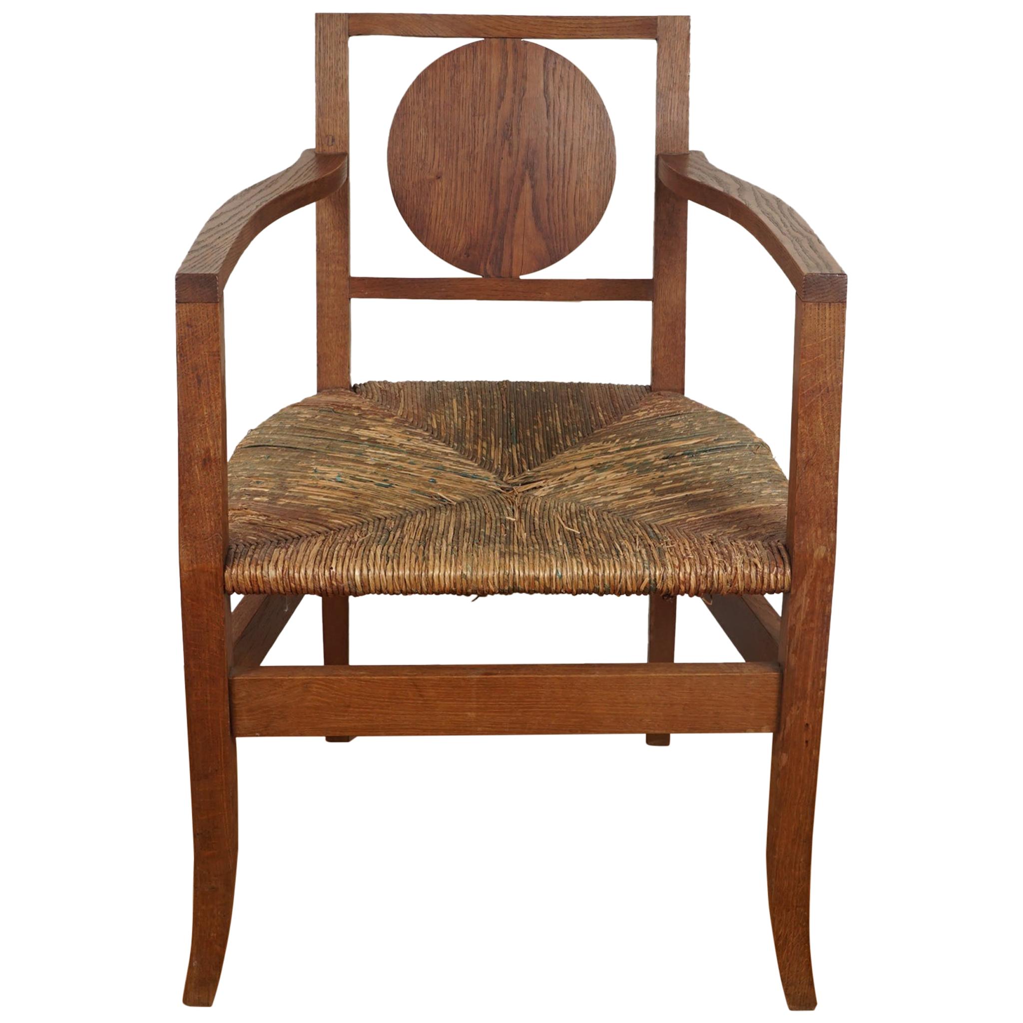 Pair of French Wood Armchairs For Sale