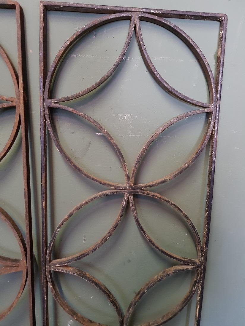 Pair of French Wrought Iron Vintage Door Grilles In Good Condition In Raalte, NL