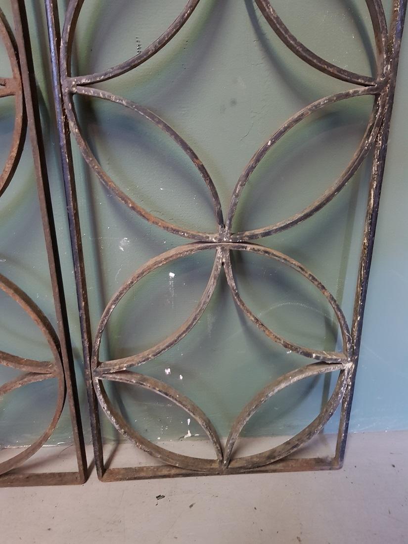 Pair of French Wrought Iron Vintage Door Grilles 1