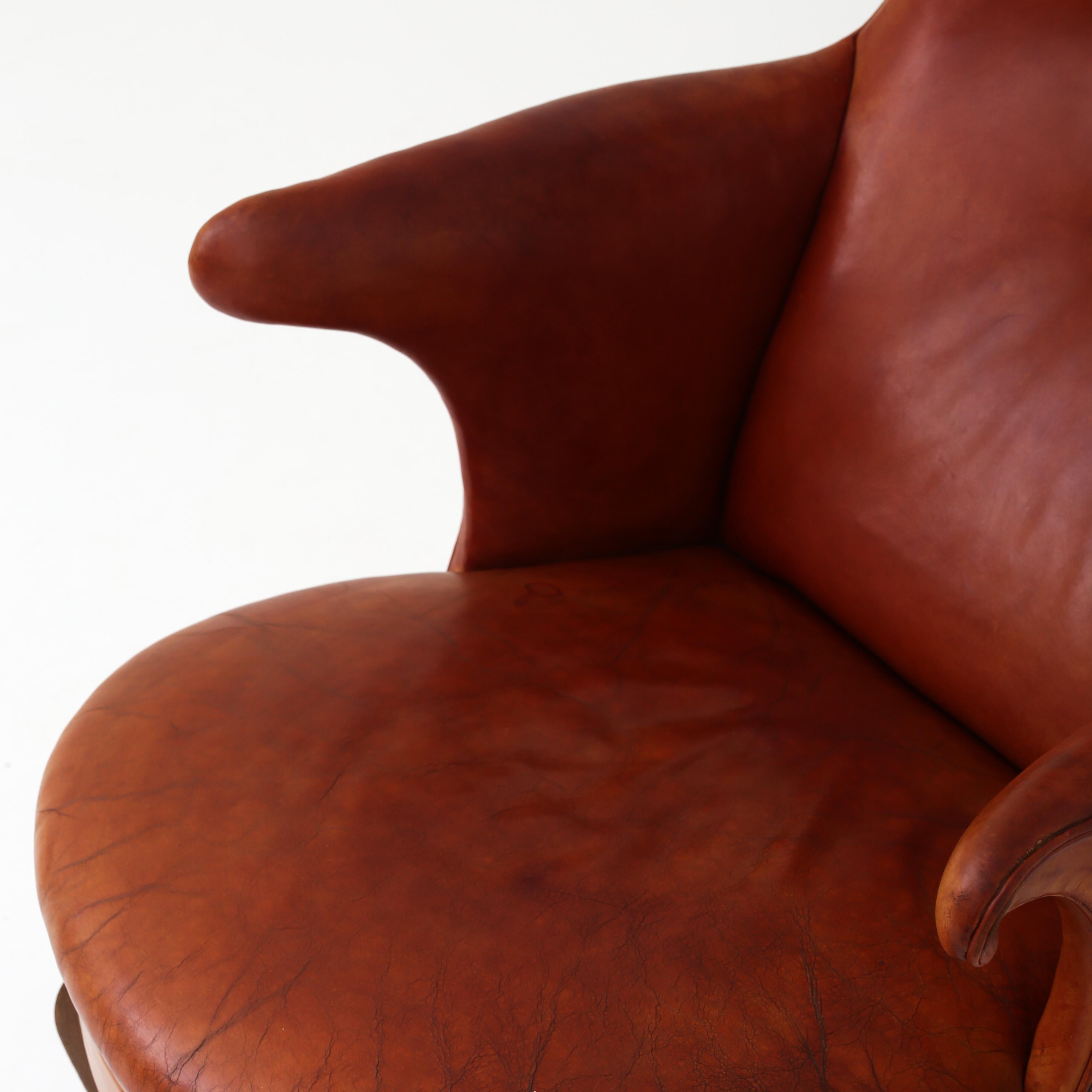 Leather Pair of Frits Henningsen Wingback