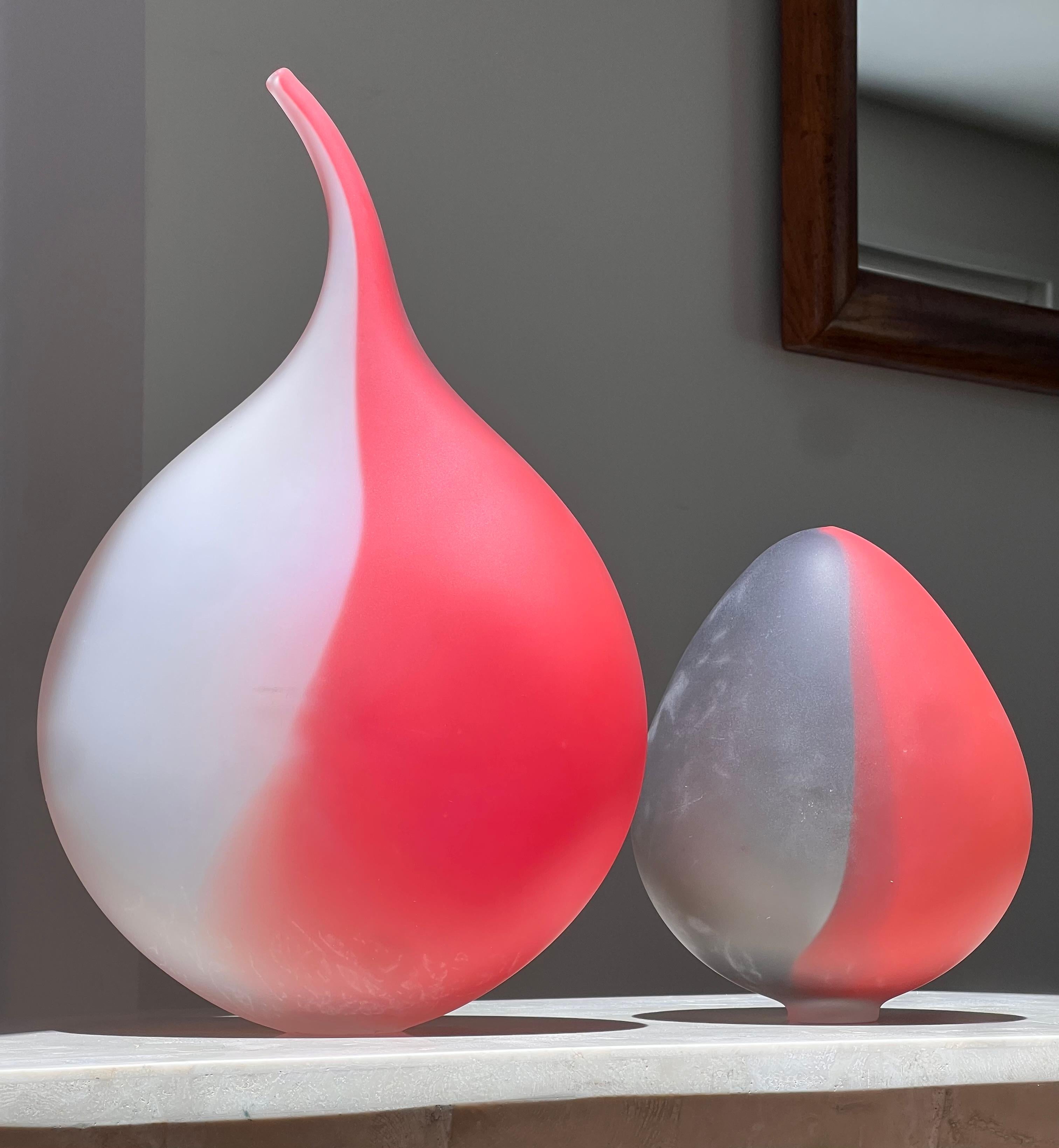 20th Century A pair of frosted art glass vessels, 20th century For Sale