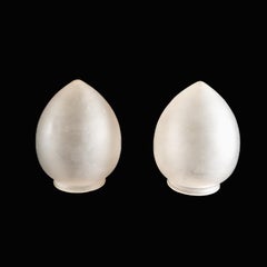 A Pair of Frosted Glass Shades with Soft Finish & Teardrop Shape