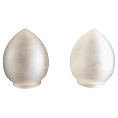 A Pair of Frosted Glass Shades with Soft Finish & Teardrop Shape