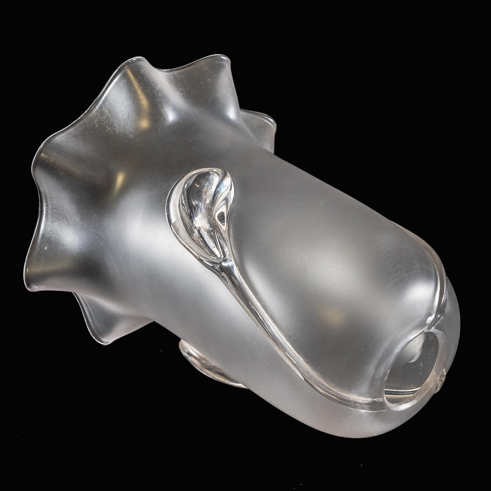 A Pair of Frosted Glass Shades with Teardrop Embellishments & Ruffled Rims For Sale 6