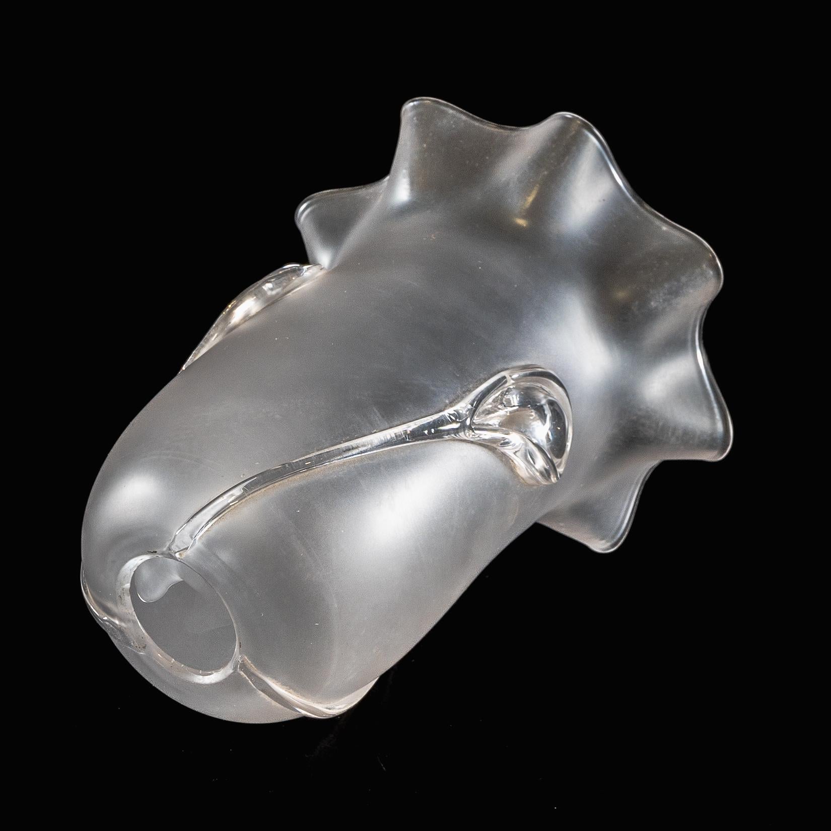 A Pair of Frosted Glass Shades with Teardrop Embellishments & Ruffled Rims For Sale 8