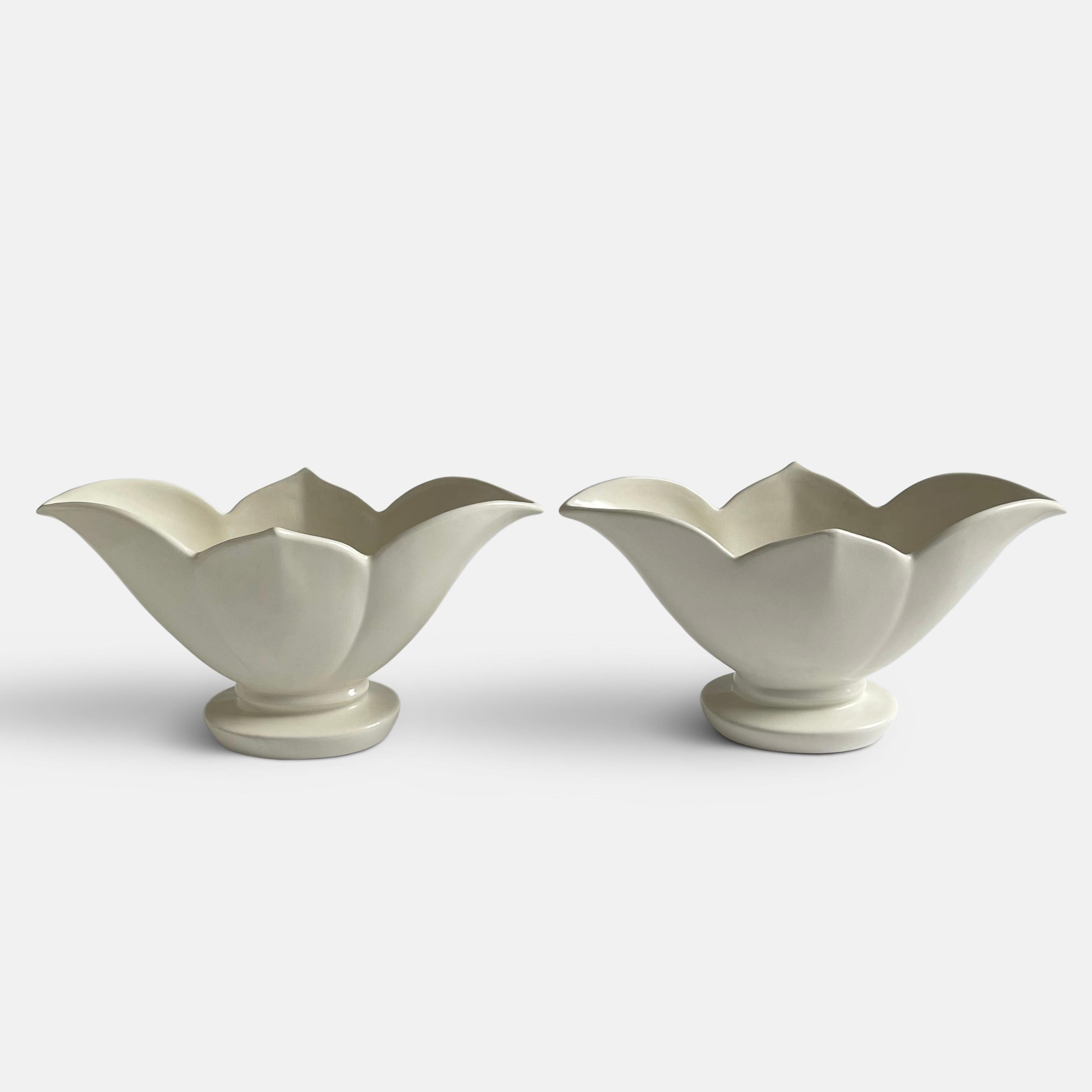 Mid-Century Modern Pair of Fulham Pottery Lotus Vases For Sale