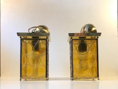 Pair of Functionalist Hallway Ceiling Lamps by Fischer Leuchten, 1950s