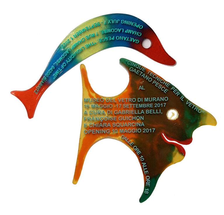 Gaetano Pesce Pair of Resin Invitations Shaped like Fish at