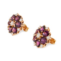 Pair of Garnet and Diamond Earrings