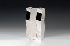 Pair of Garrido Waves Candlesticks in Polished Nickel Finish