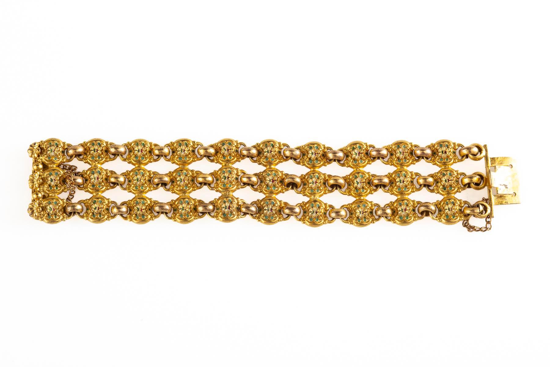 De las mujeres Un par de auténticos brazaletes Pinchbeck con esmalte c. 1790 en venta