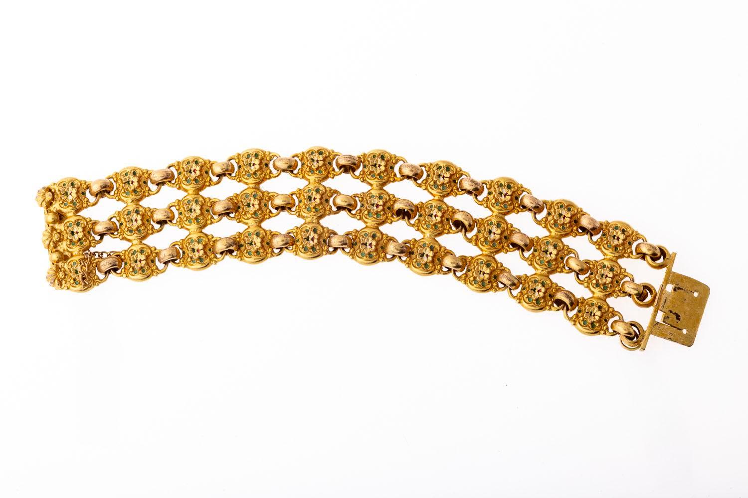 Un par de auténticos brazaletes Pinchbeck con esmalte c. 1790 en venta 1