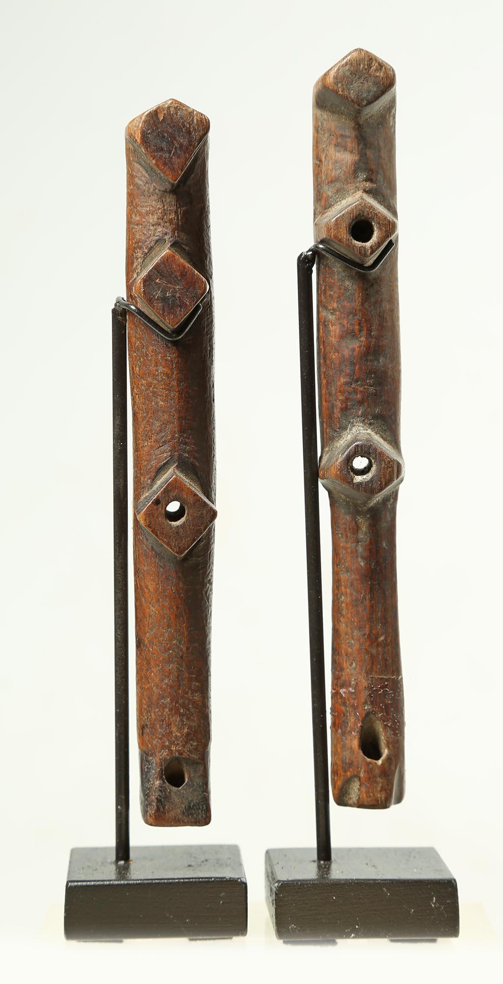 Burkinabe Pair of Geometric Flutes from Africa, Early 20th Century Great Modern Forms For Sale