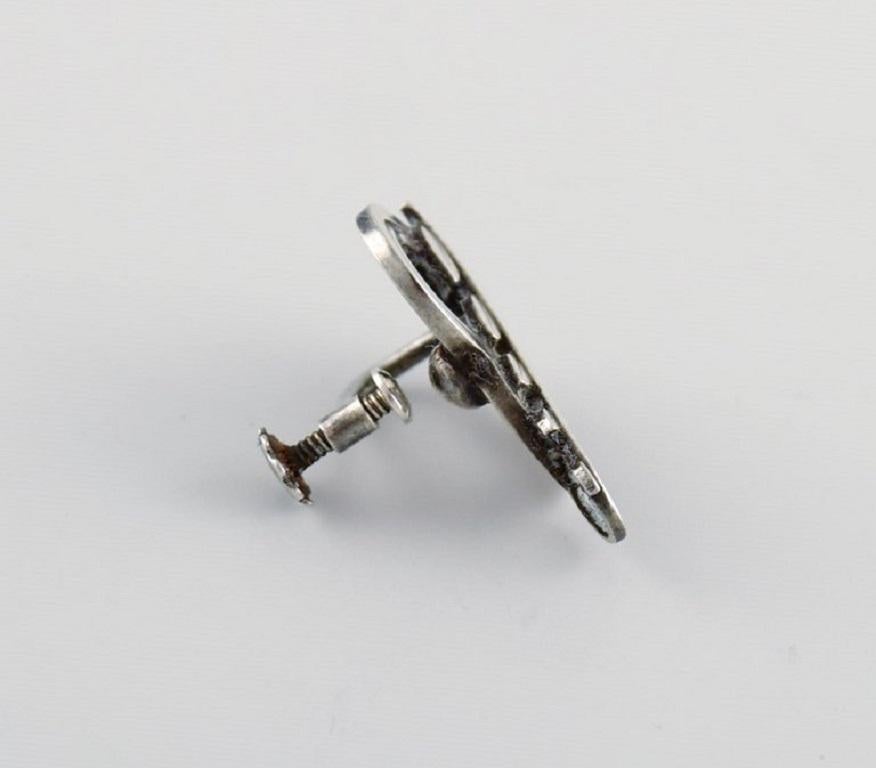 Pair of Georg Jensen Ear Screws in Sterling Silver, Hearts with Foliage In Excellent Condition In bronshoj, DK