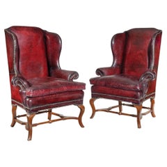 Pair of George I Style Walnut Wing Arm Chairs