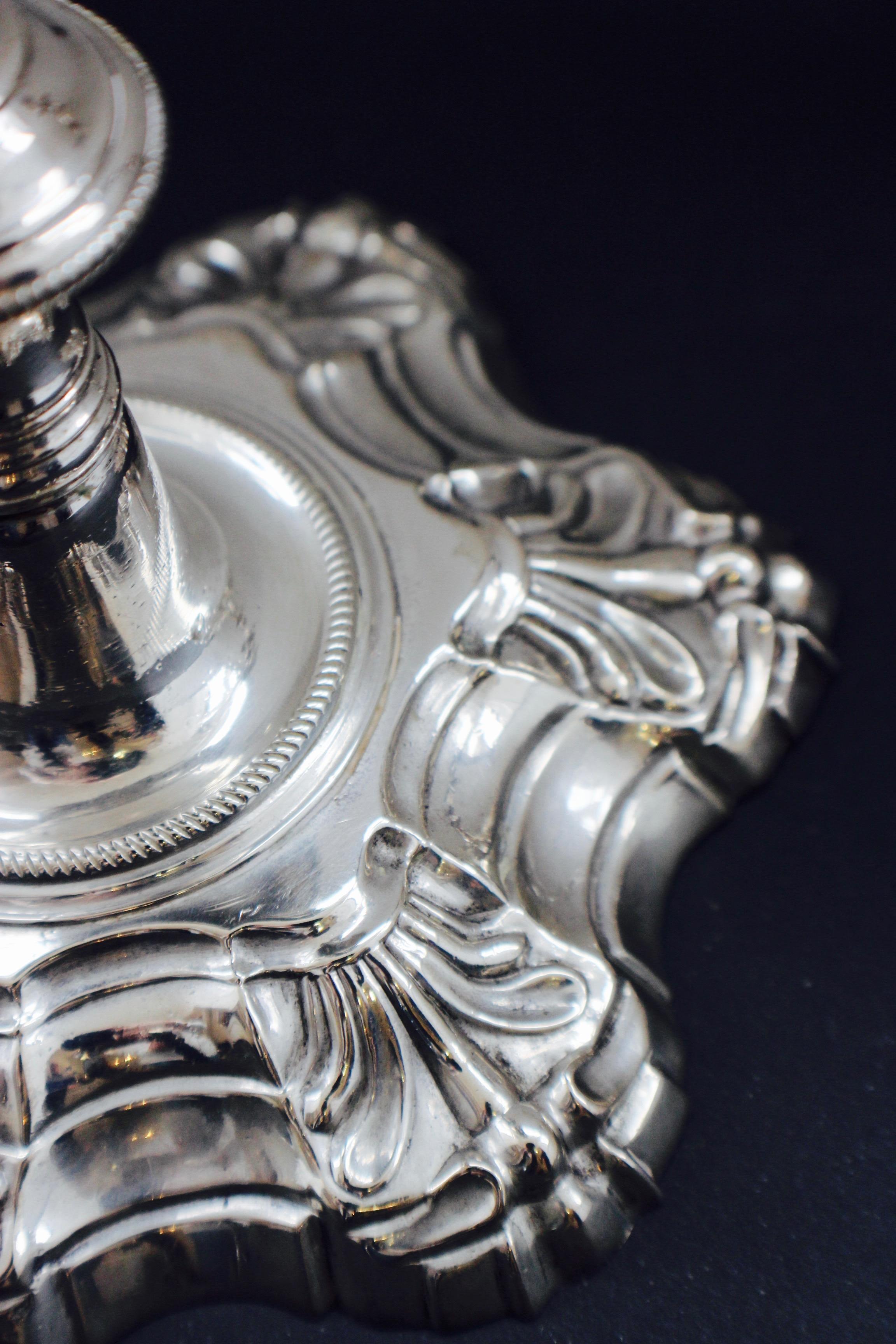 18th Century Pair of George II Silver Candlesticks In Good Condition In Petworth, West Sussex