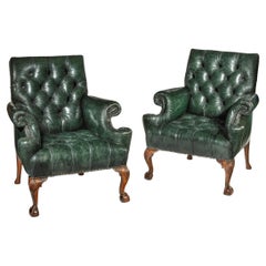 Pair of George II Style Walnut Wing Arm Chairs
