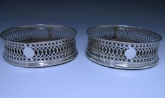 Pair of George III Antique Sterling Silver Coasters by T. Jackson II in 1776