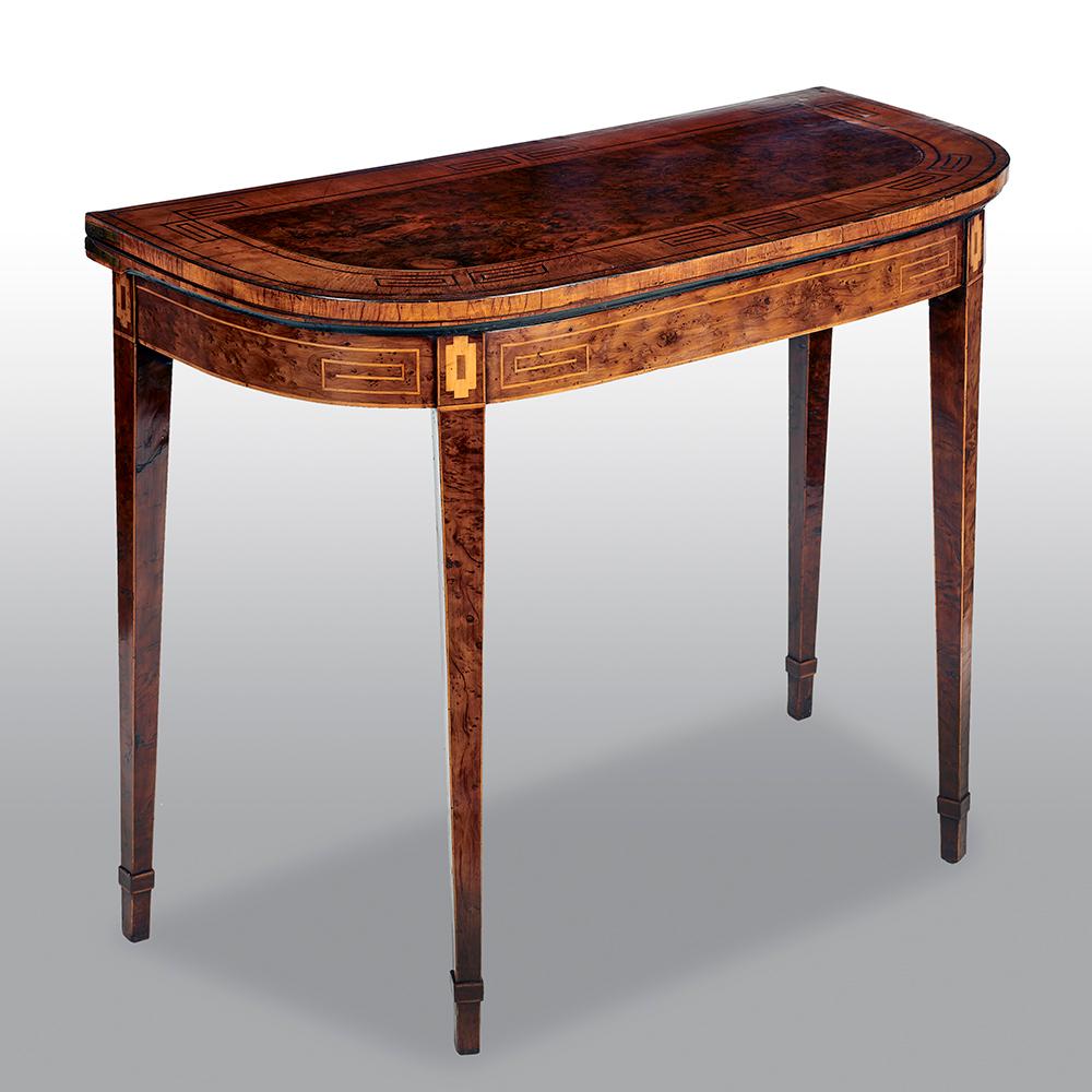 Pair of George III Burr Yew Card Tables In Good Condition In Uckfield, Sussex