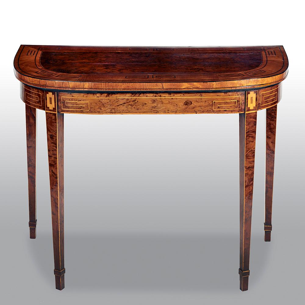 18th Century Pair of George III Burr Yew Card Tables