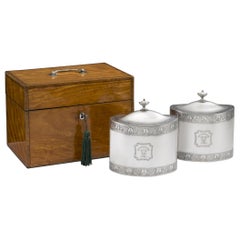 Used Pair of George III Cased Tea Caddies, London, 1793, William Frisbee