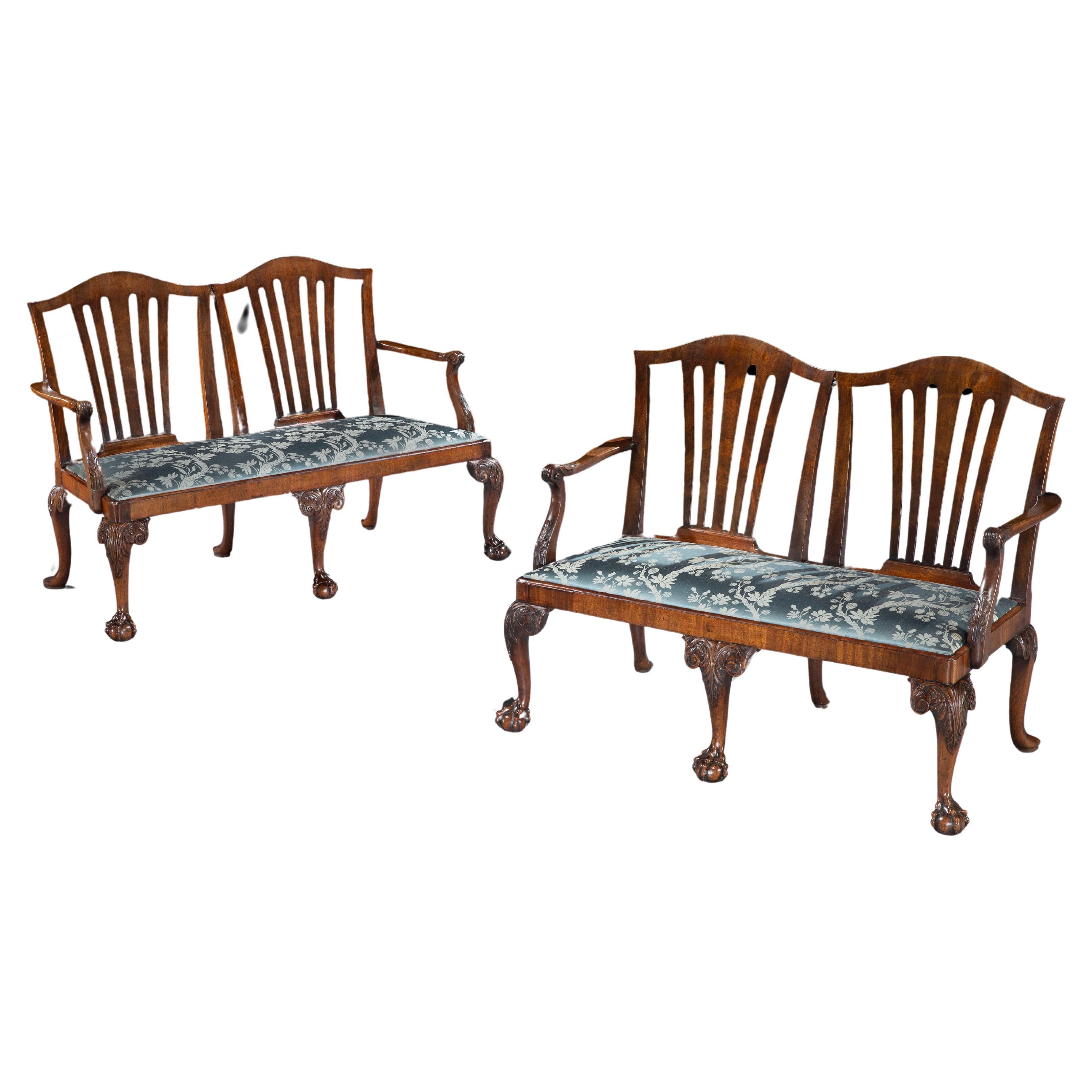 A Pair Of George III Chair Back Settees For Sale