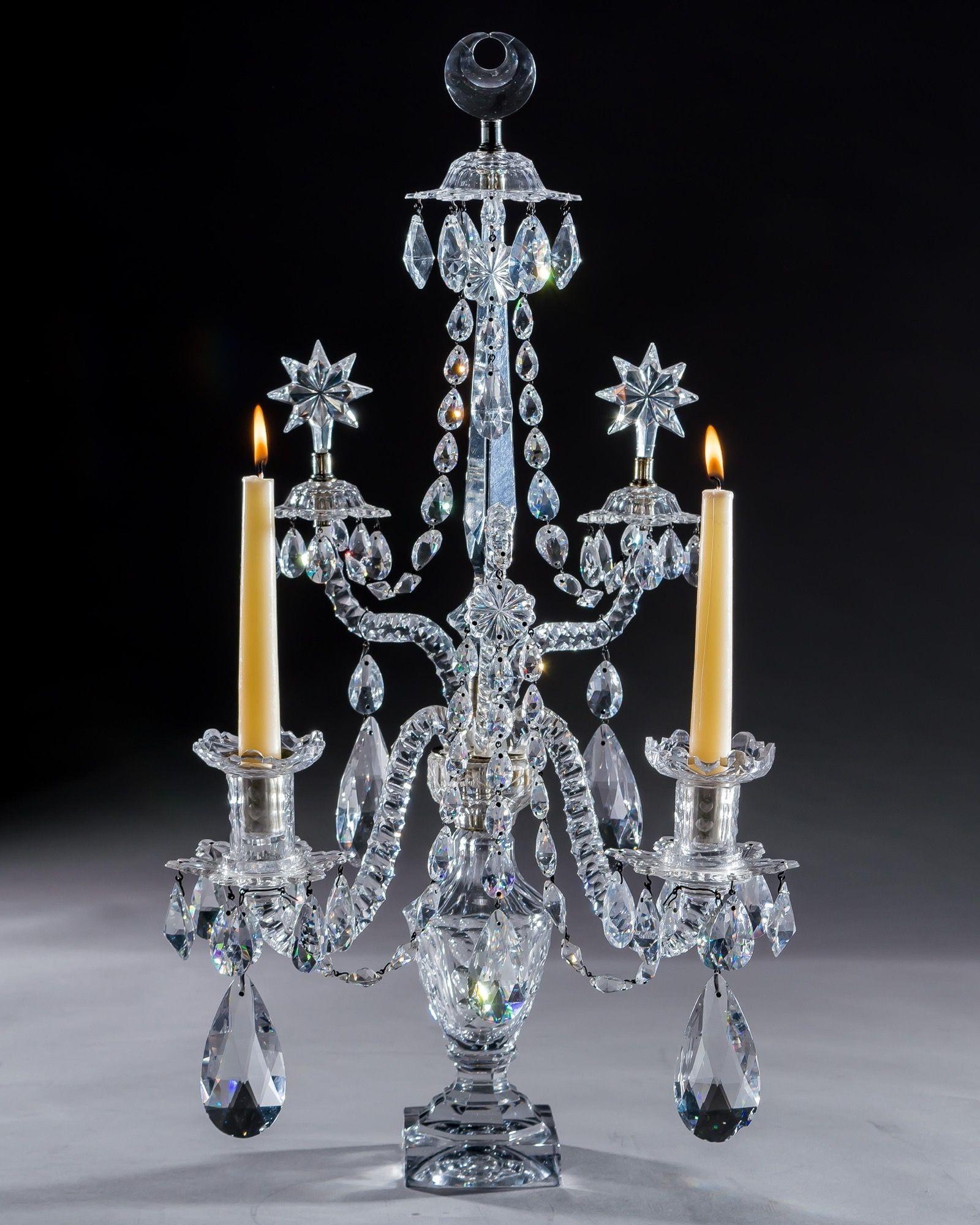 George III A Pair Of George Iii Cut Glass Candelabra By William Parker For Sale