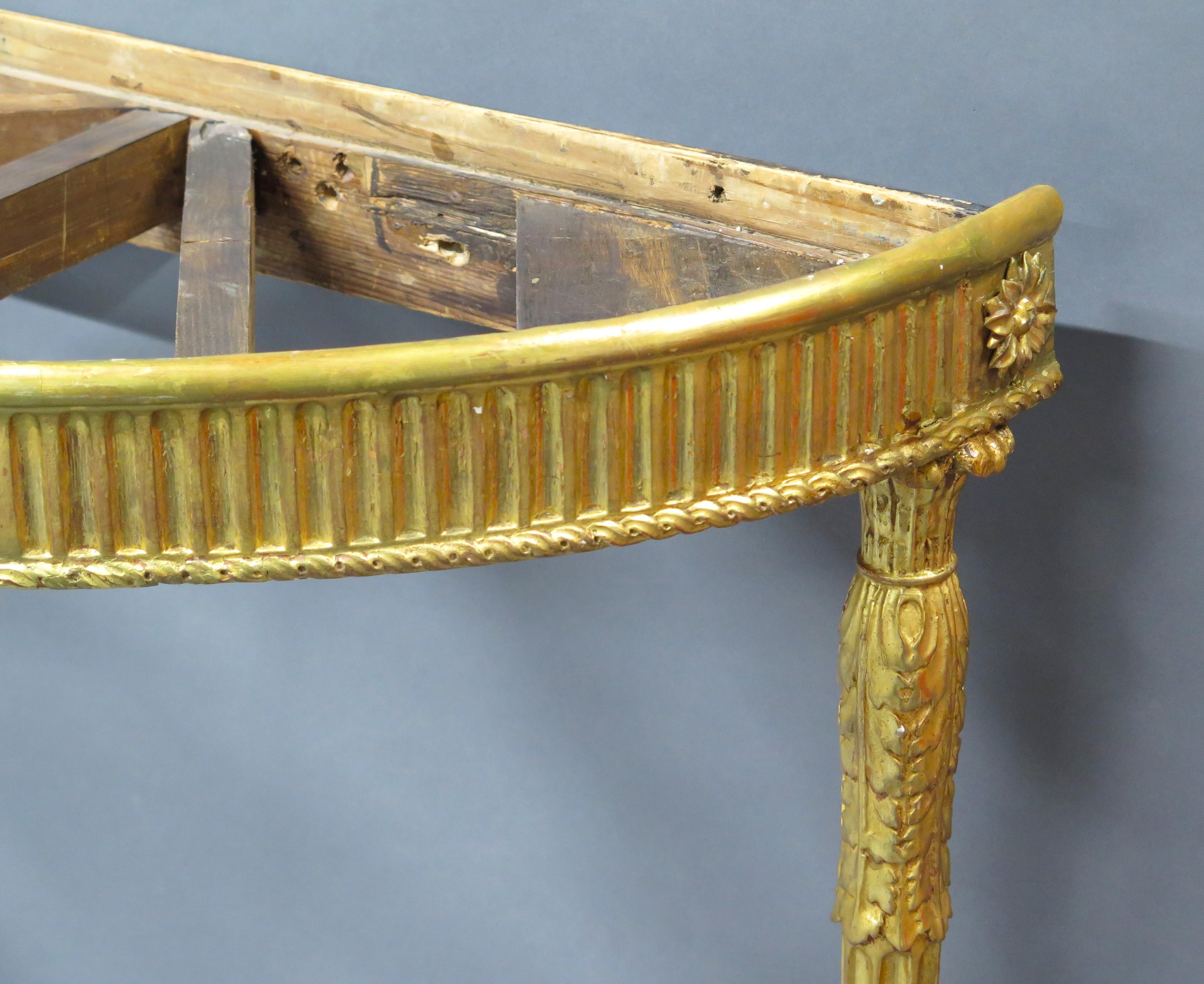 Pair of George III Adam-Style Giltwood Console Tables with Scagliola Tops  For Sale 7