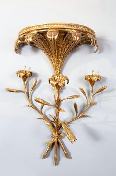 Pair of George III Giltwood Lily Wall-Brackets