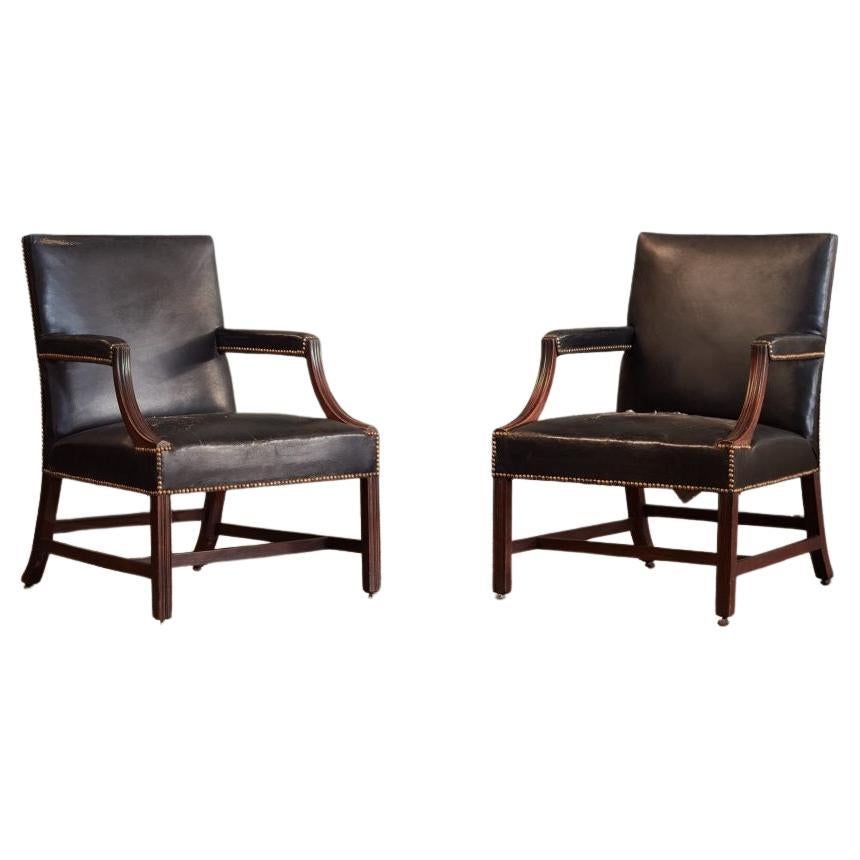 A Pair of George III Mahogany Gainsborough Chairs