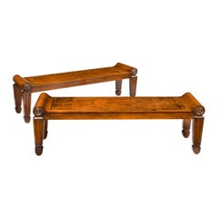 Pair of George III Mahogany Hall Benches in the Manner of Marsh & Tatham