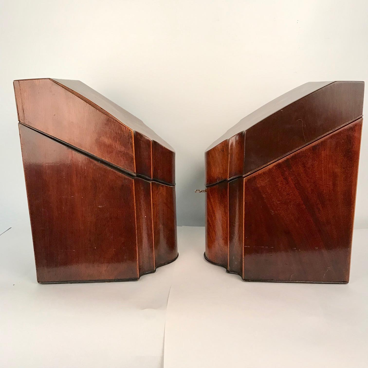 British Pair of George III Mahogany Knife Boxes For Sale