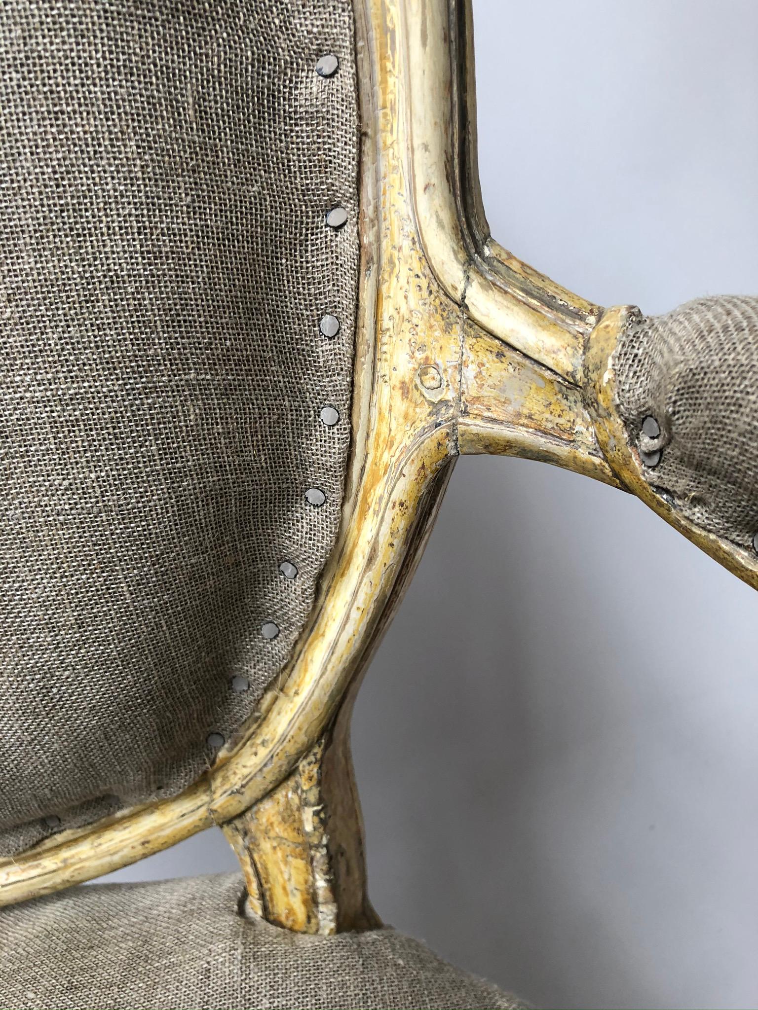 Pair of George III Parcel-Gilt Armchairs in the Manner of John Linnell For Sale 3