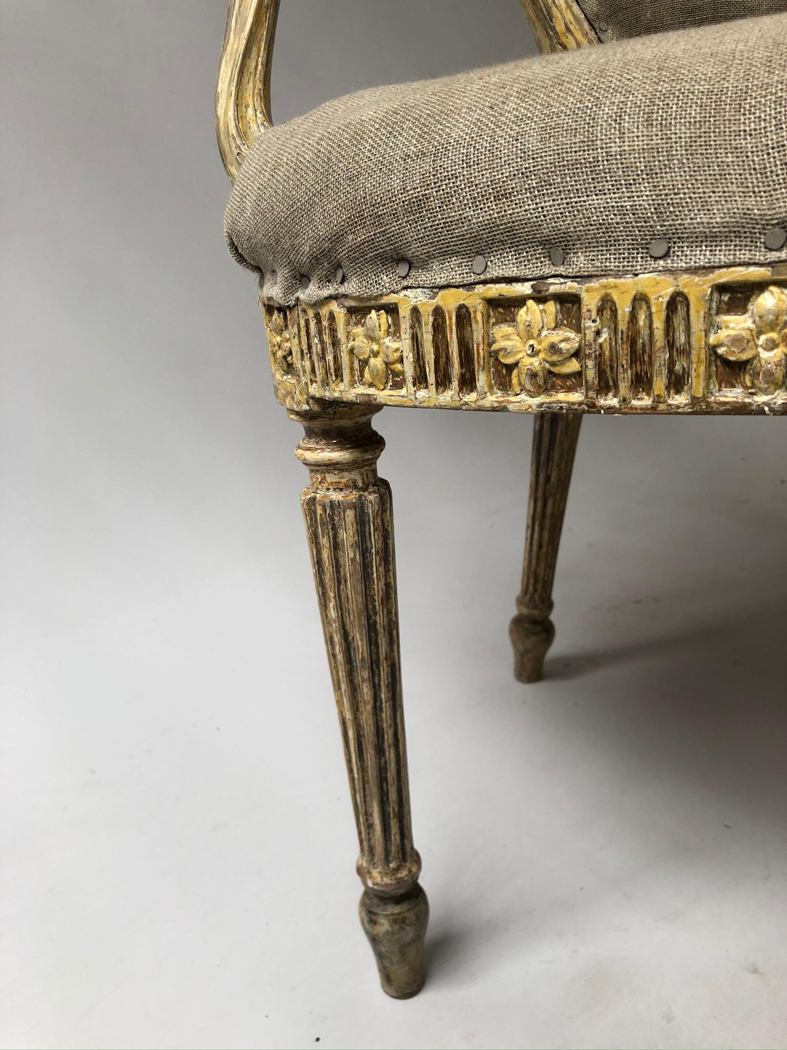 Pair of George III Parcel-Gilt Armchairs in the Manner of John Linnell For Sale 9