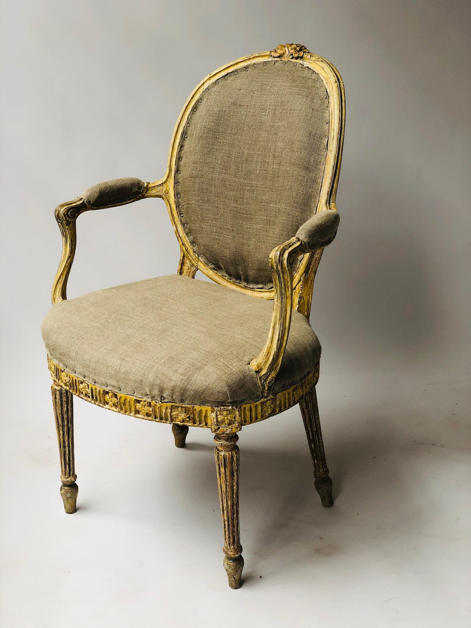 English Pair of George III Parcel-Gilt Armchairs in the Manner of John Linnell For Sale