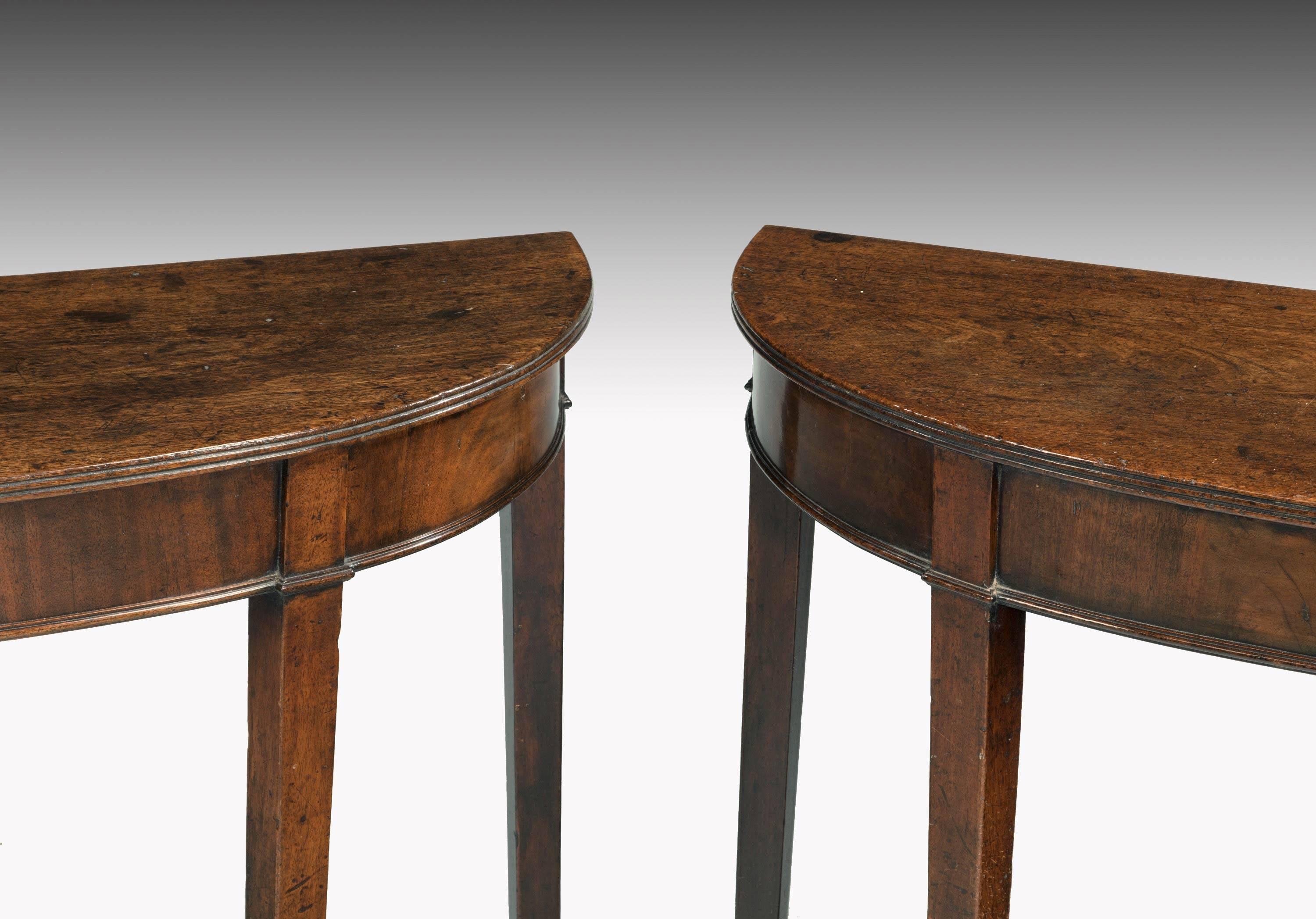 English Pair of George III Period Bow Front Pier Tables