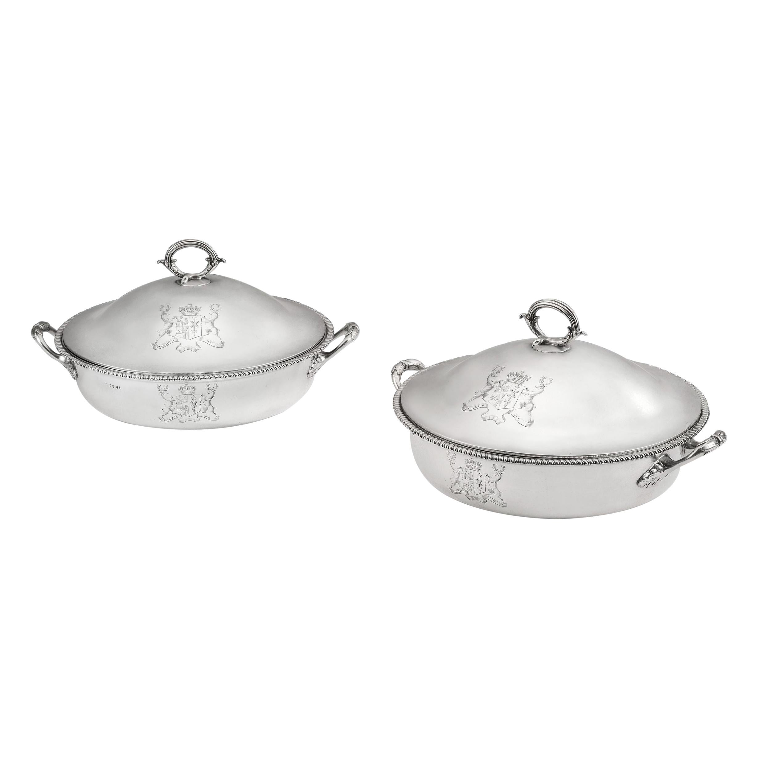 Pair of George III Serving Dishes Made in London in 1794 by Henry Green