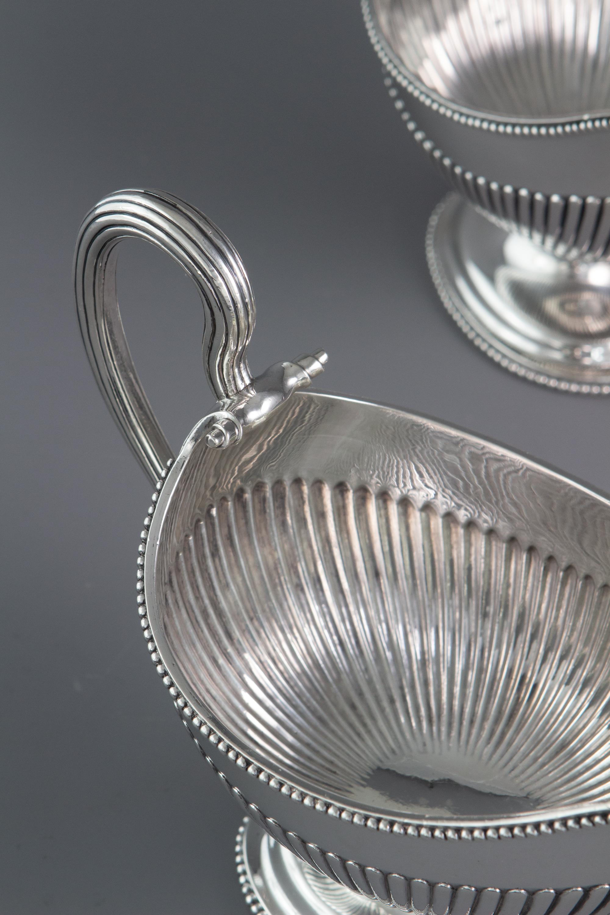 Sterling Silver Pair of George III Silver Sauce Boats, London, 1777