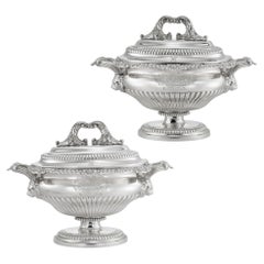 A pair of George III silver tureens by Philip Rundell