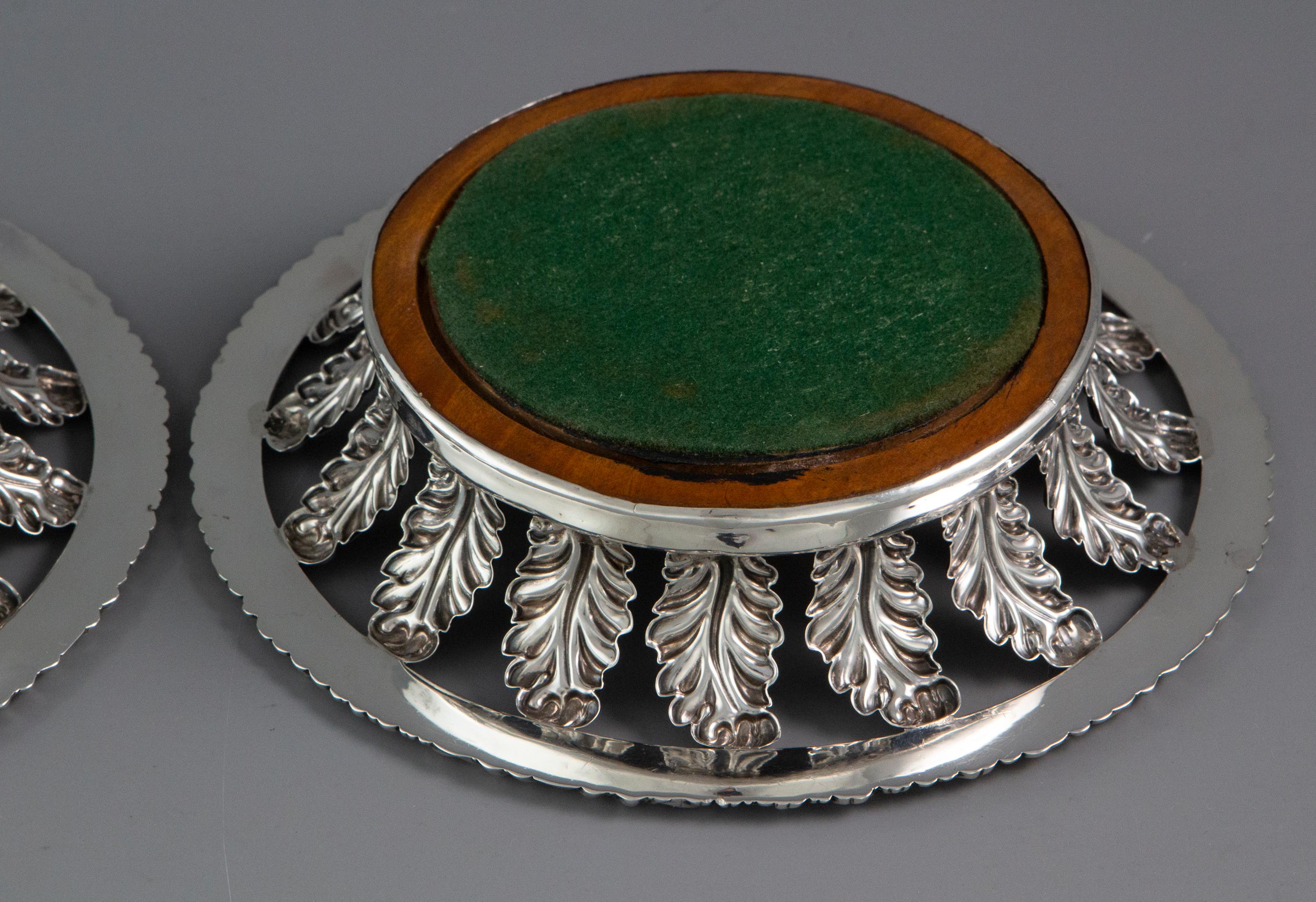 Early 19th Century Pair of George III Silver Wine Coasters Sheffield, 1818