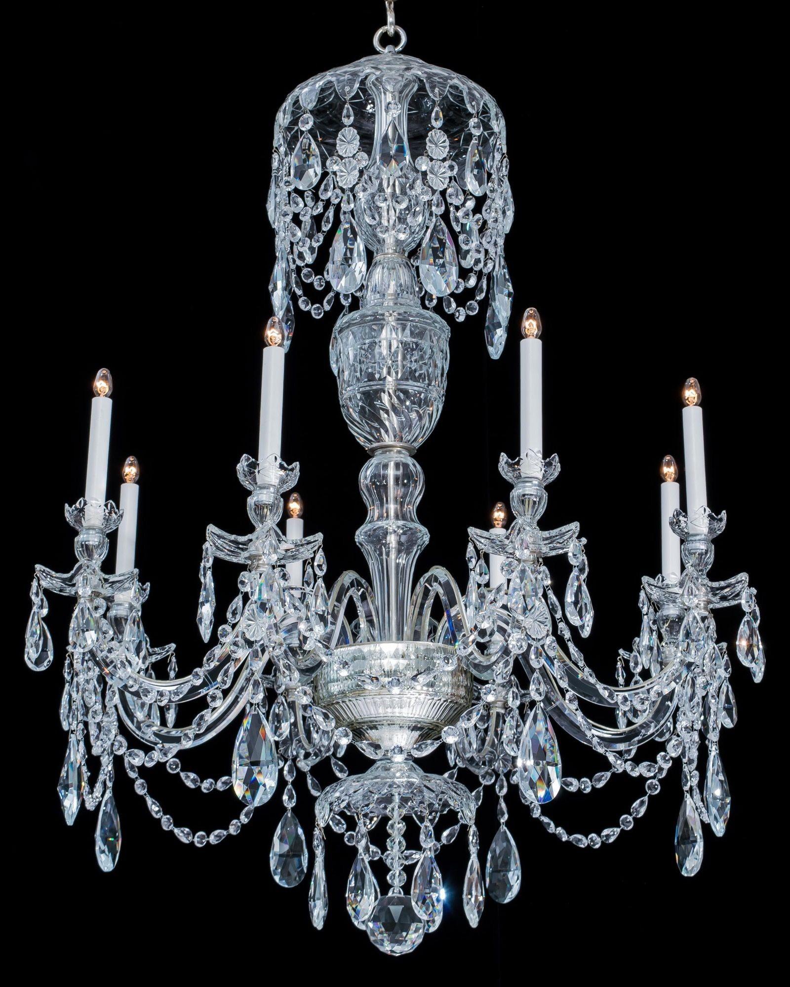 English A Pair of George III Style Crystal Chandeliers For Sale
